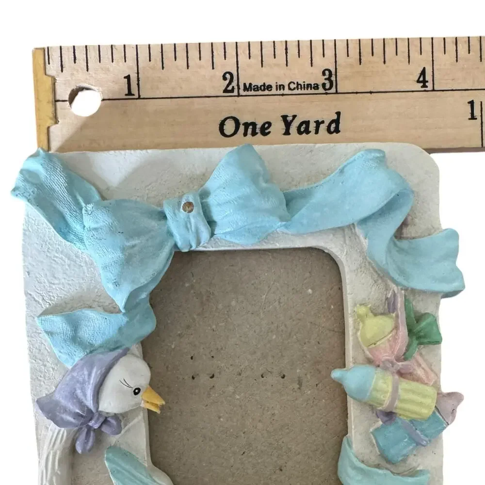 Vintage Style Baby Chick Duck Ceramic Photo Frame Pastel Nursery Decor